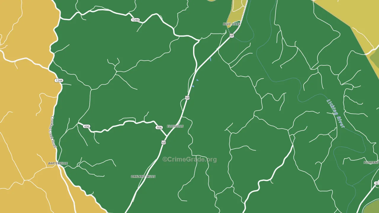Ellisville, KY Map of Arson Rates