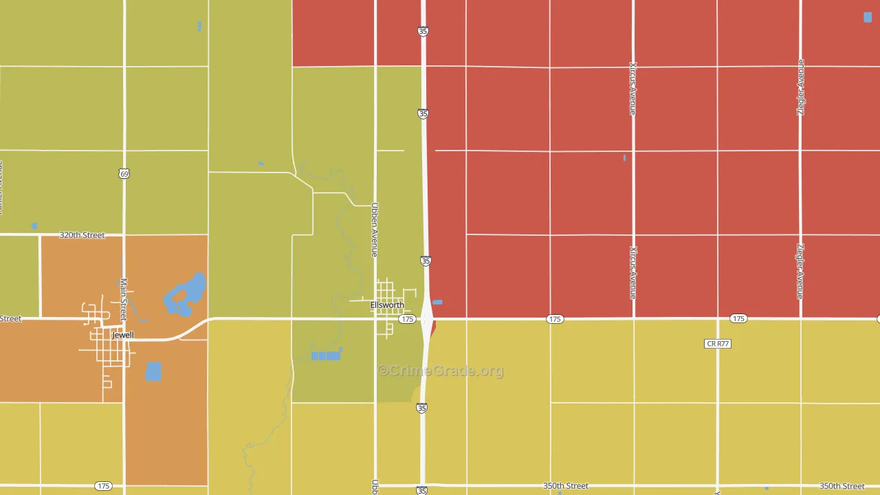 Ellsworth, IA Map of Arson Rates