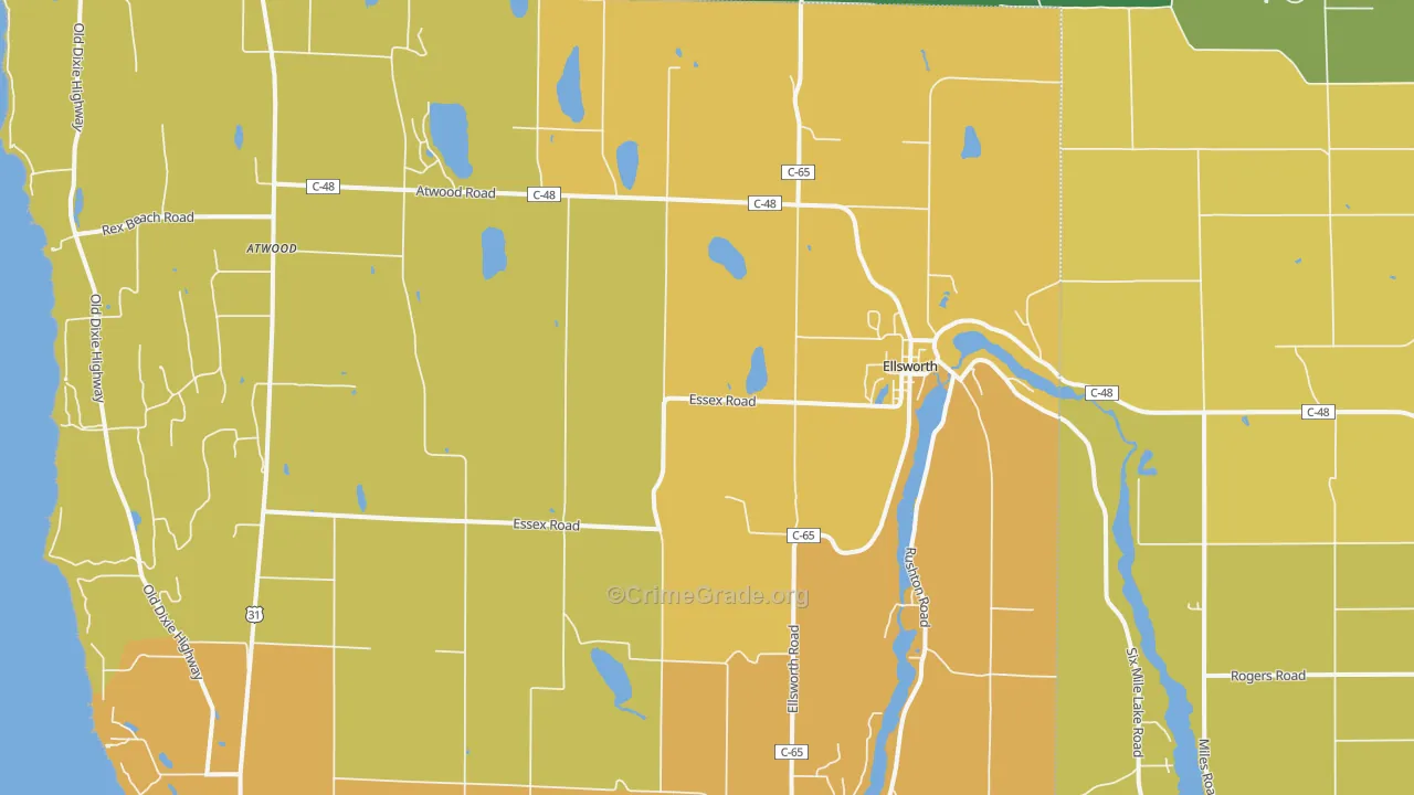 Ellsworth, MI Map of Arson Rates