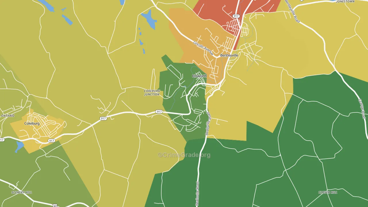 Ellsworth, PA Map of Arson Rates