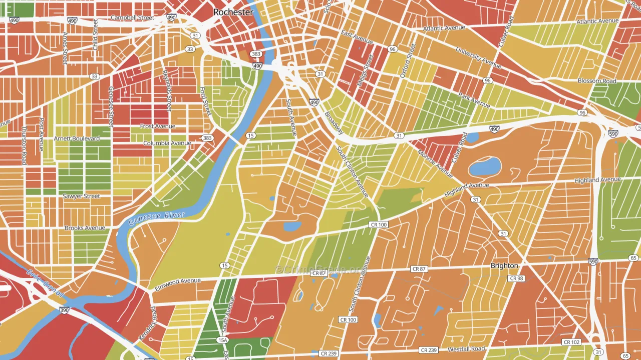 Ellwanger-Barry, Rochester, NY Map of Arson Rates