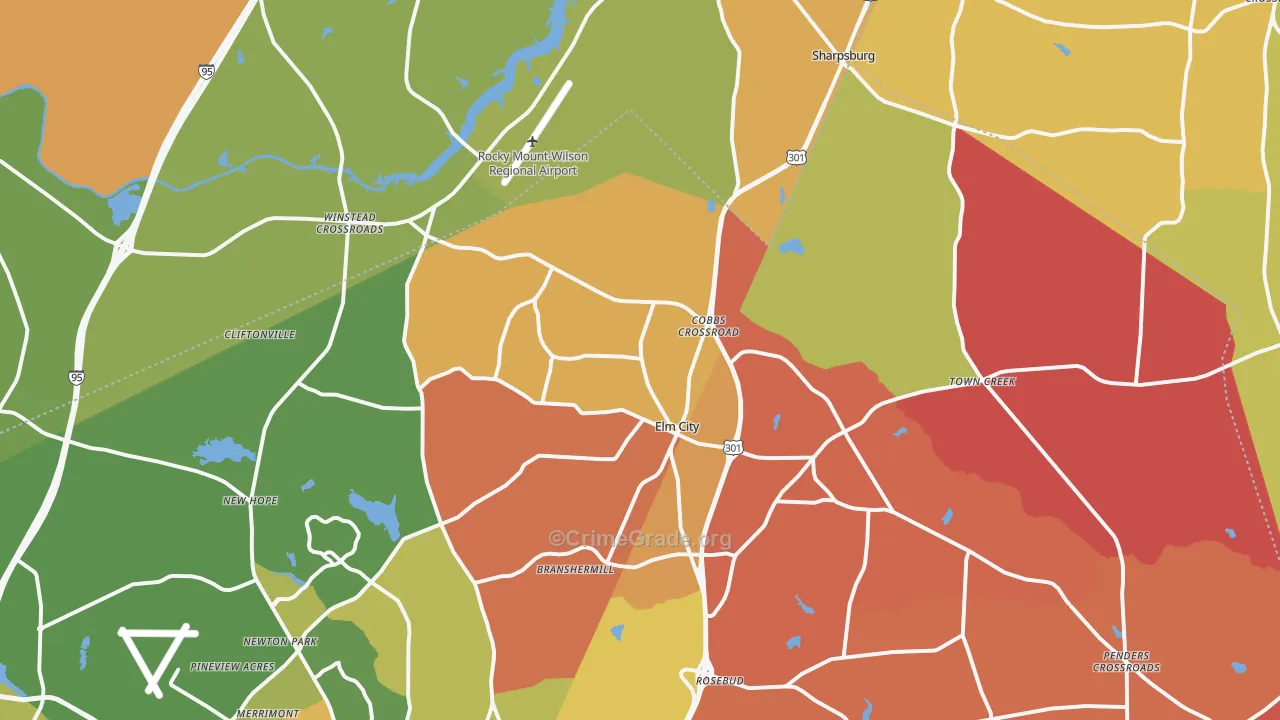 Elm City, NC Map of Arson Rates