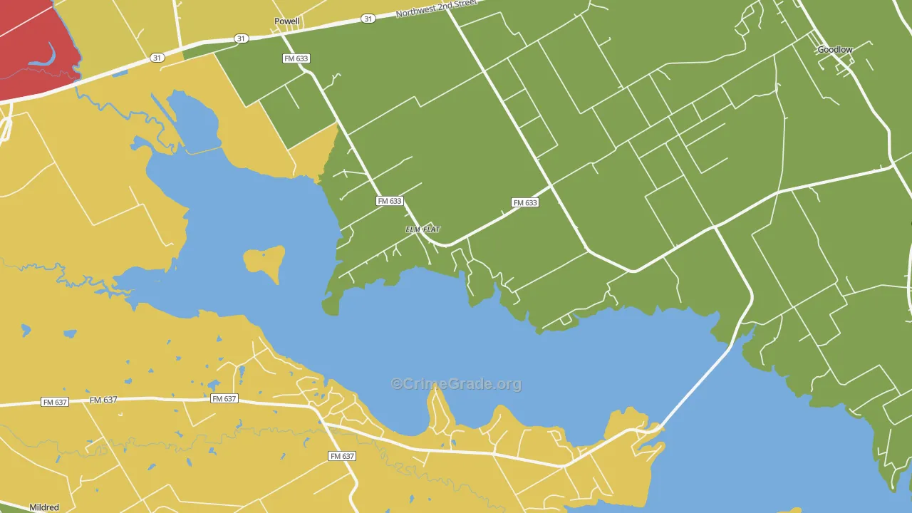 Elm Flat, TX Map of Arson Rates