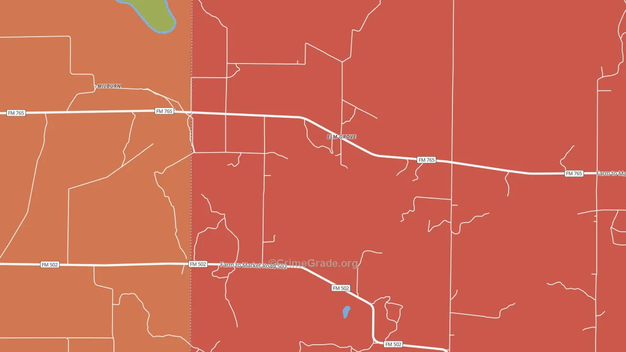 Elm Grove, TX Map of Arson Rates
