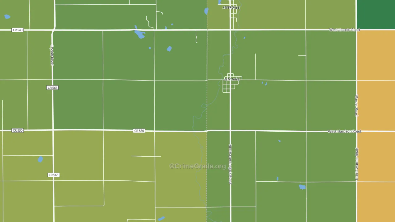 Elm Hall, MI Map of Arson Rates