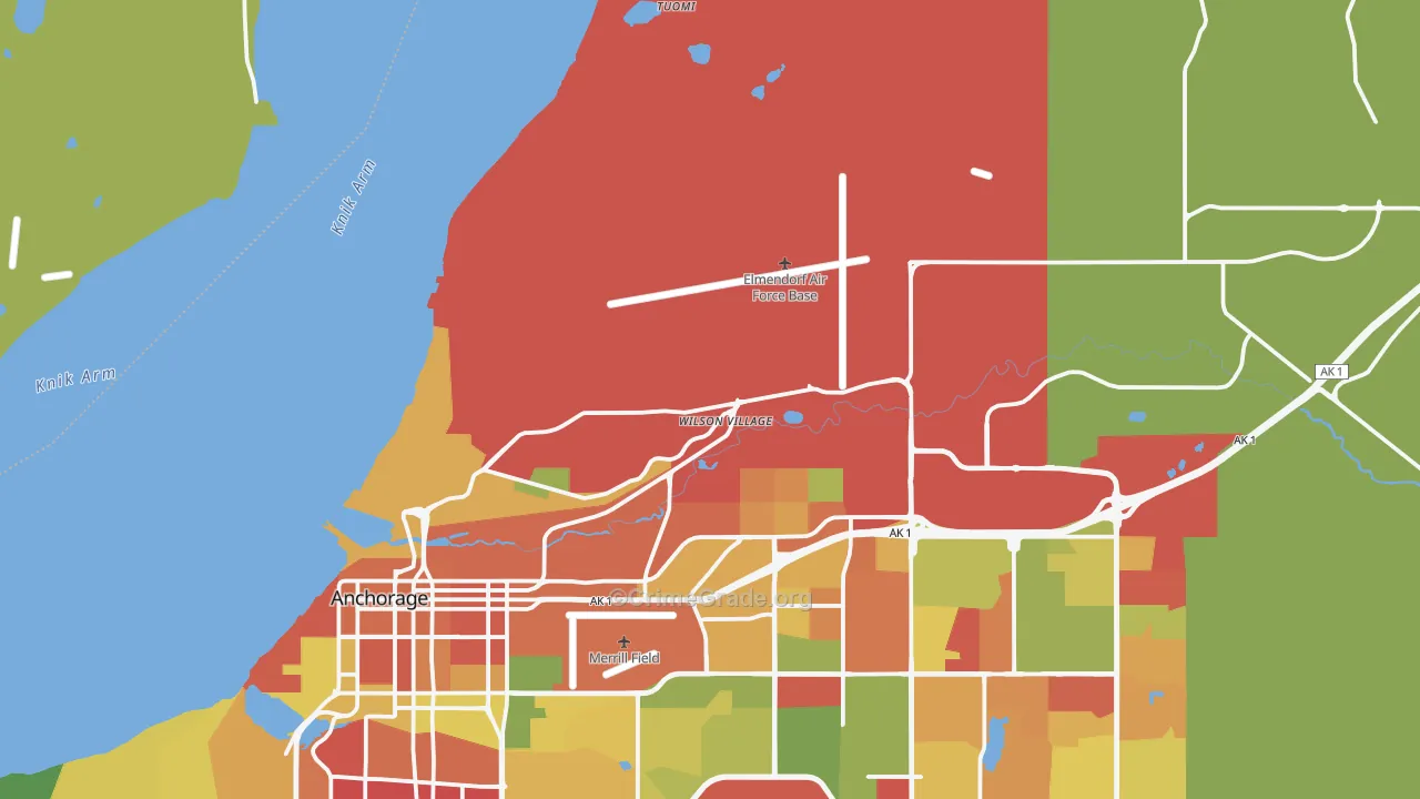 Elmendorf Afb, AK Map of Arson Rates