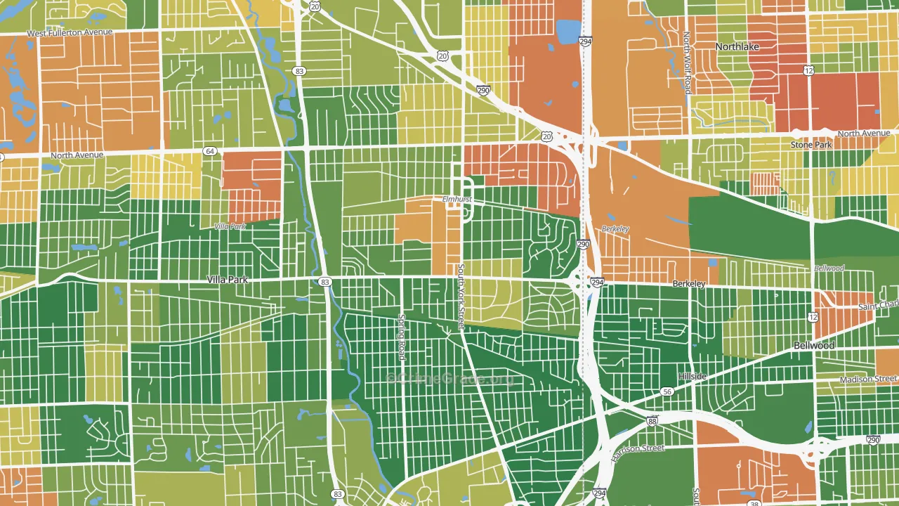 Elmhurst, IL Map of Arson Rates
