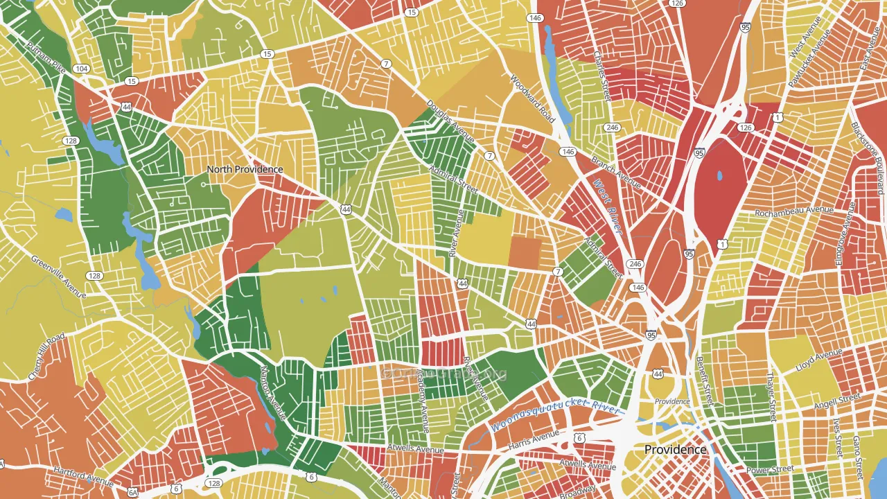 Elmhurst, Providence, RI Map of Arson Rates