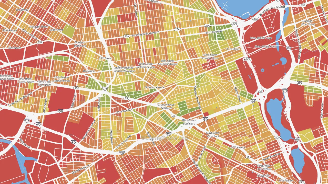 Elmhurst, Queens, NY Map of Arson Rates