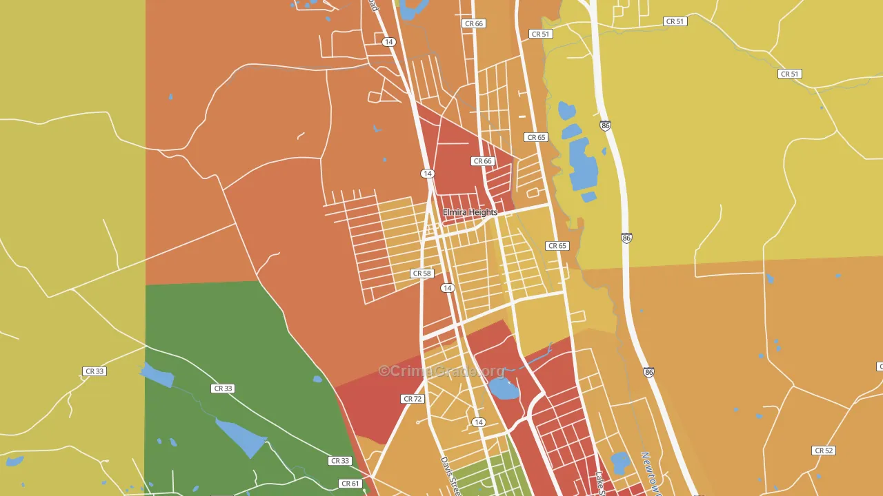 Elmira Heights, NY Map of Arson Rates