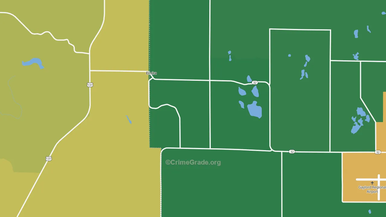 Elmira, MI Map of Arson Rates