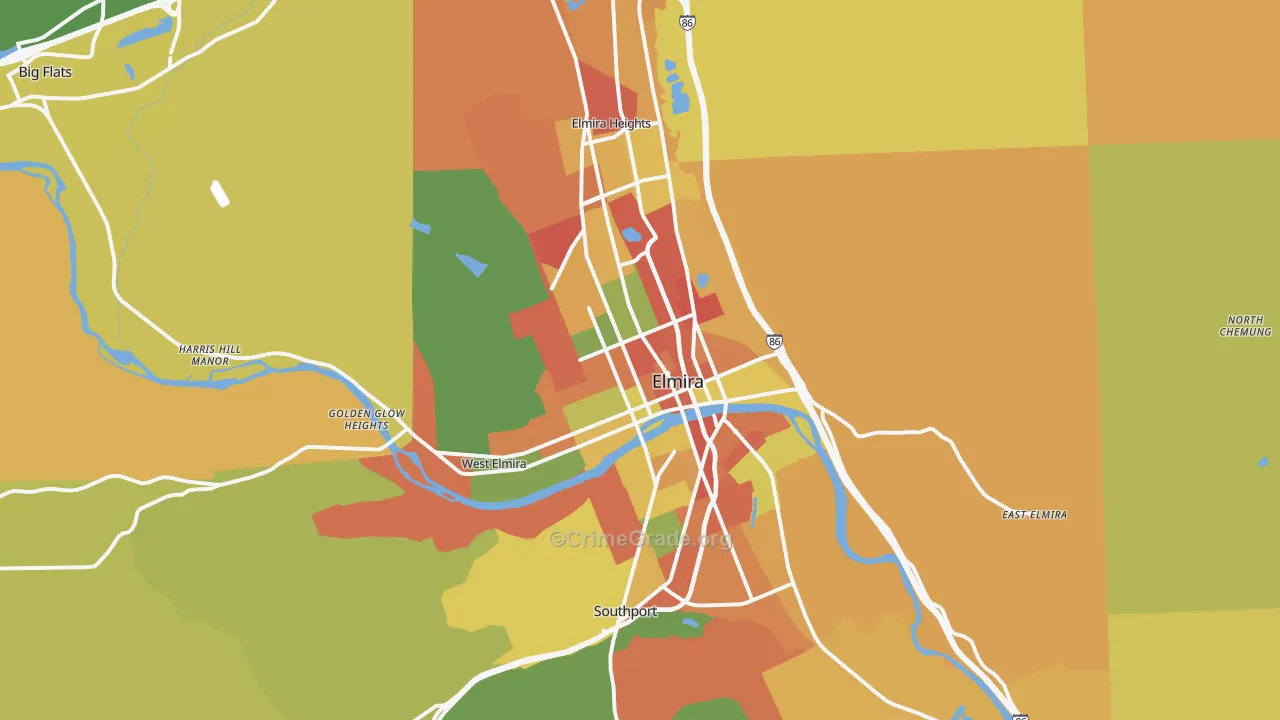 Elmira, NY Map of Arson Rates