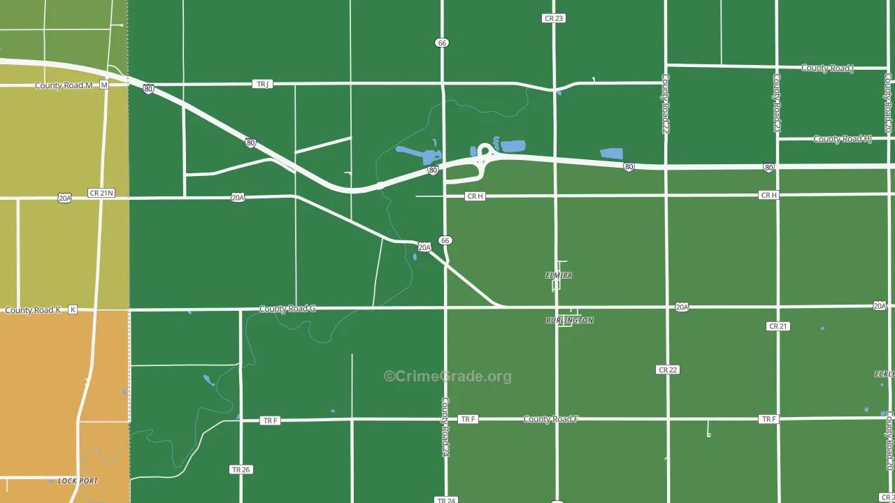 Elmira, OH Map of Arson Rates