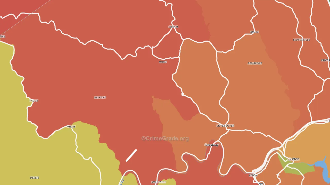 Elmira, WV Map of Arson Rates