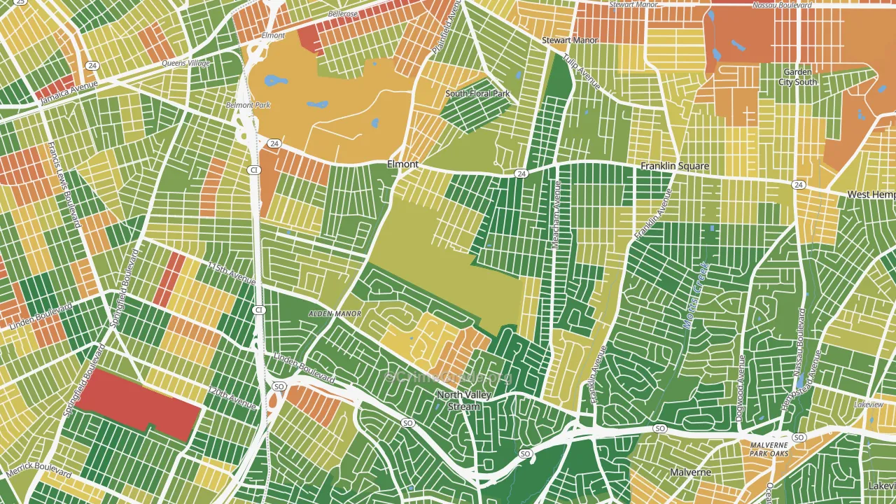 Elmont, NY Map of Arson Rates