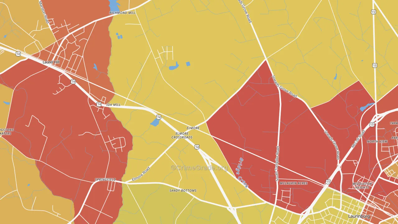 Elmore, NC Map of Arson Rates