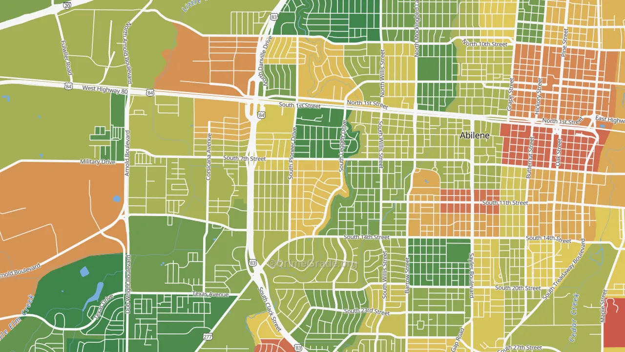 Elmwood Area, Abilene, TX Map of Arson Rates