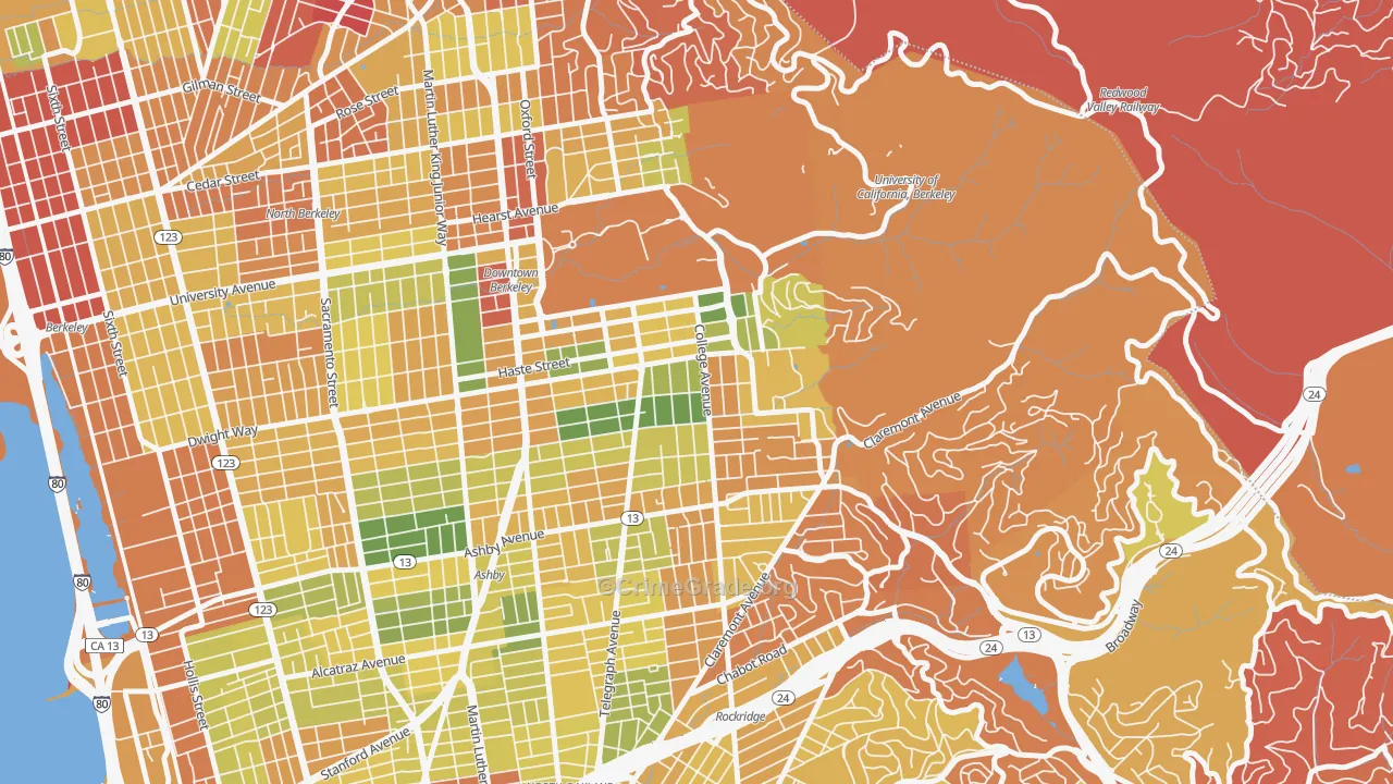 Elmwood, Berkeley, CA Map of Arson Rates