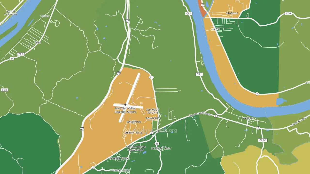 Elmwood Heights, WV Map of Arson Rates