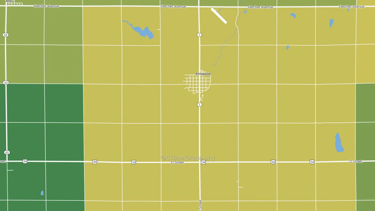 Elmwood, NE Map of Arson Rates
