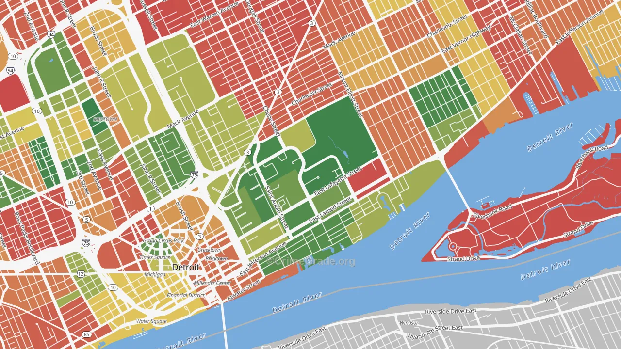 Elmwood Park, Detroit, MI Map of Arson Rates