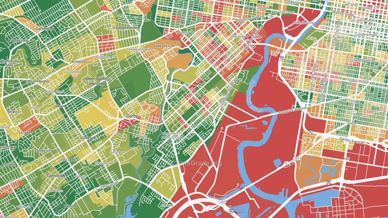 Elmwood, Philadelphia, PA Map of Arson Rates