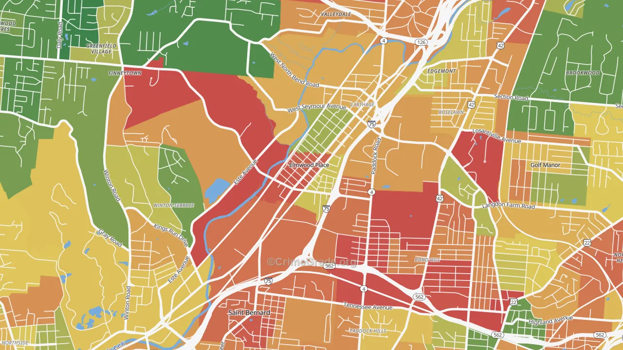 Elmwood Place, OH Map of Arson Rates
