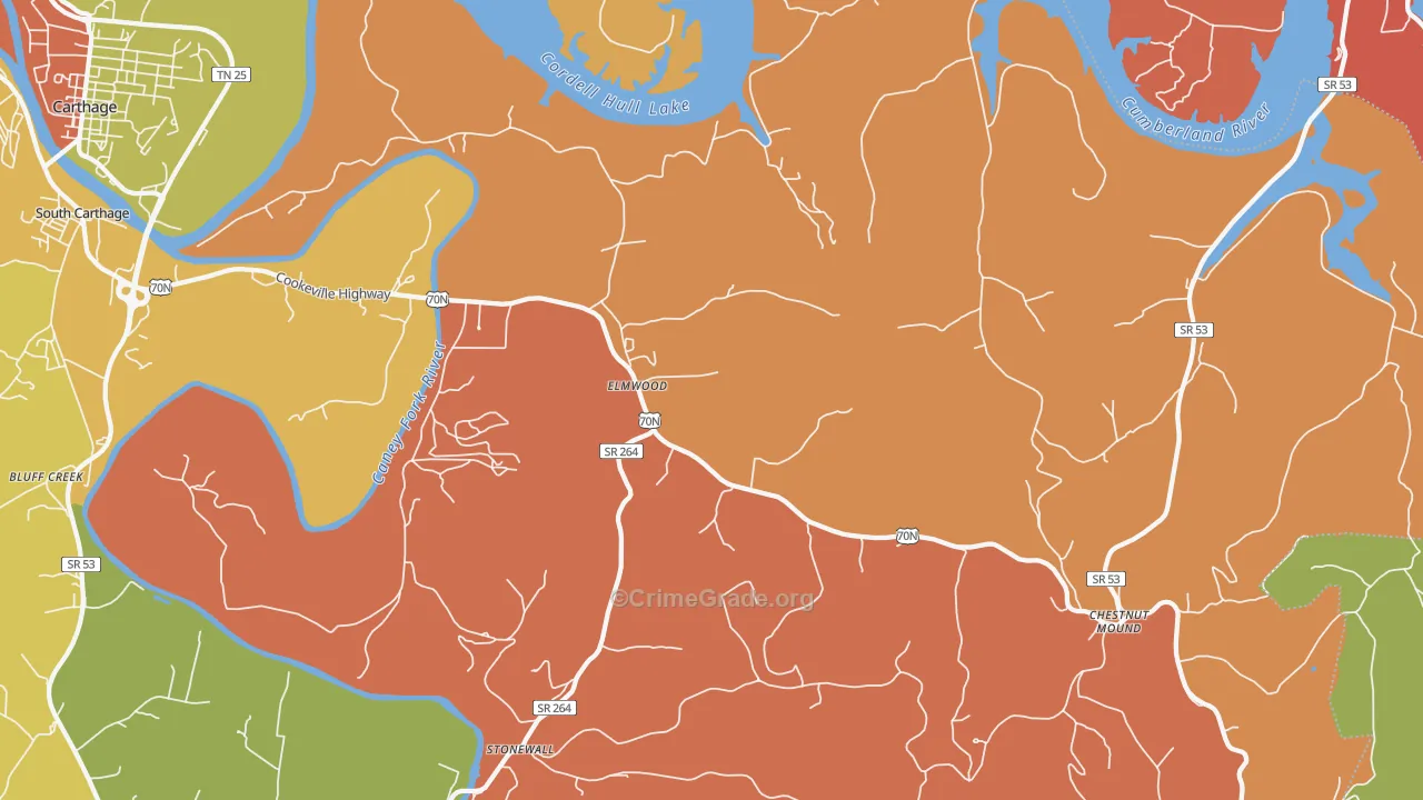 Elmwood, TN Map of Arson Rates