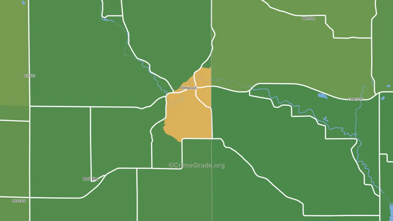 Elmwood, WI Map of Arson Rates