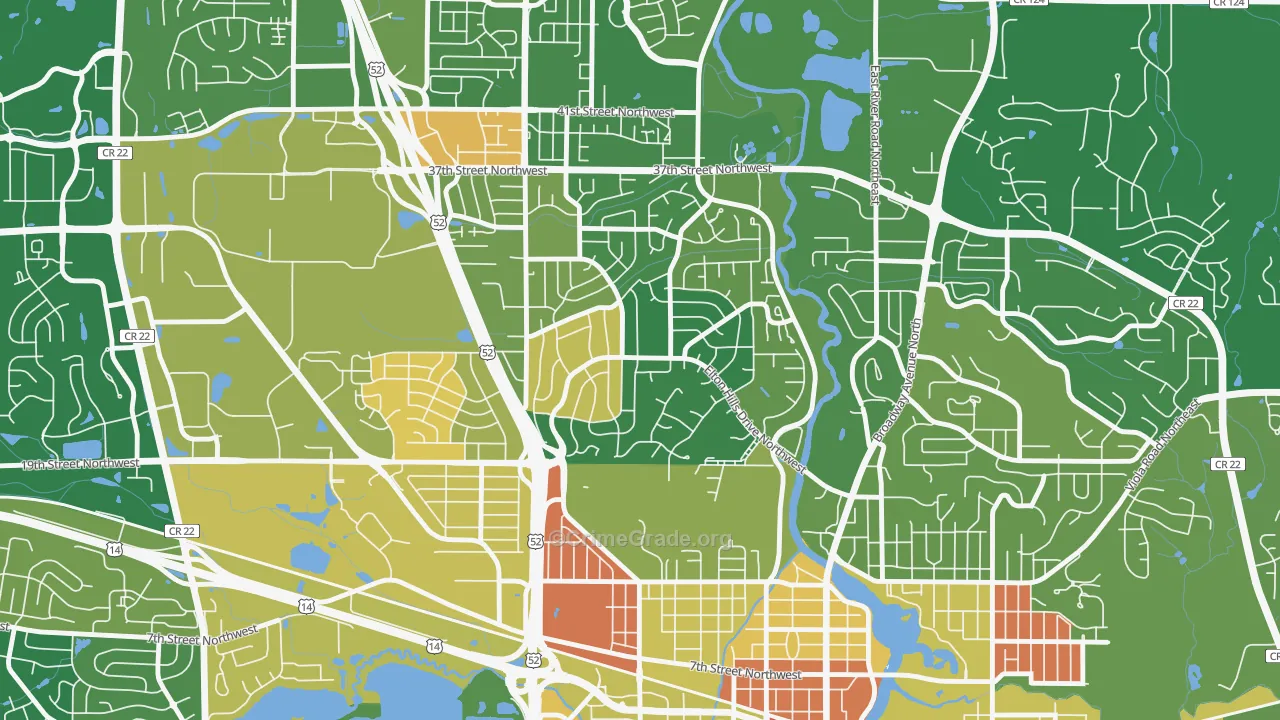 Elton Hills, Rochester, MN Map of Arson Rates