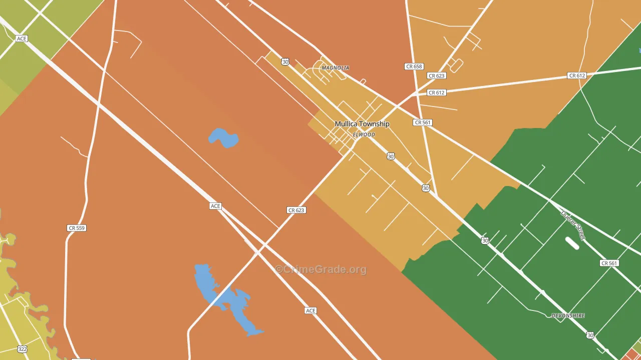 Elwood, NJ Map of Arson Rates