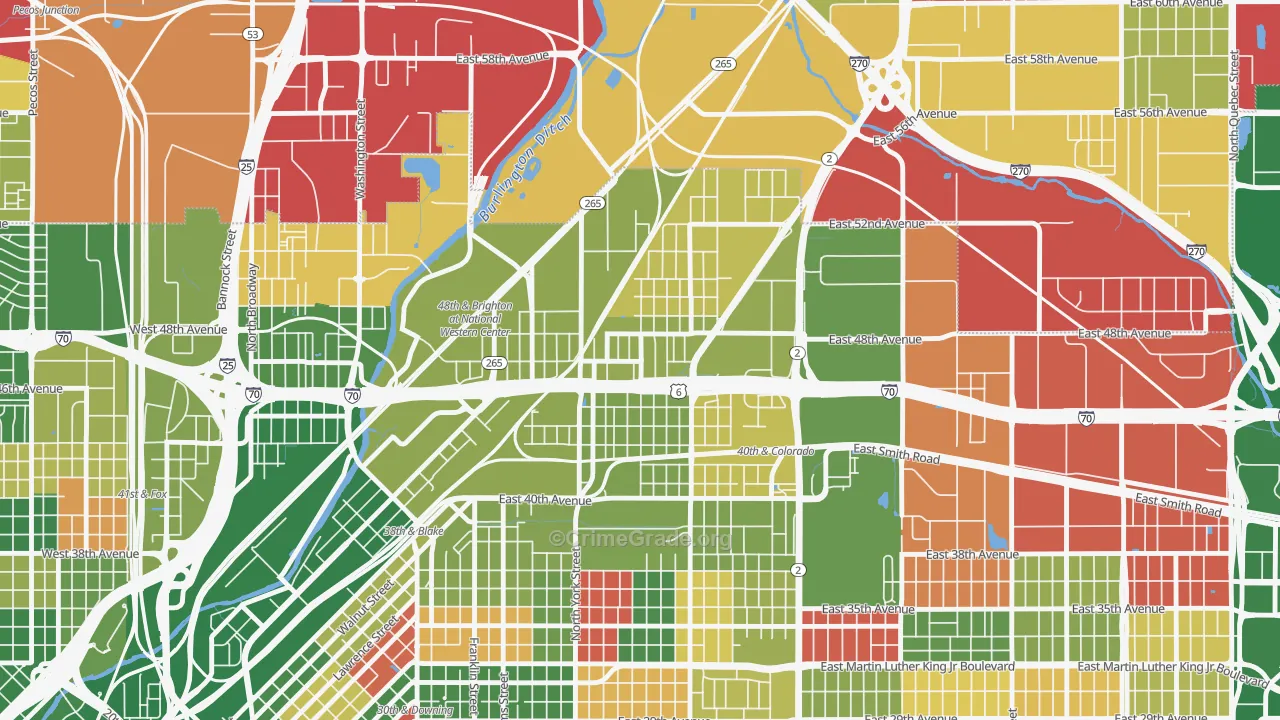 Elyria Swansea, Denver, CO Map of Arson Rates