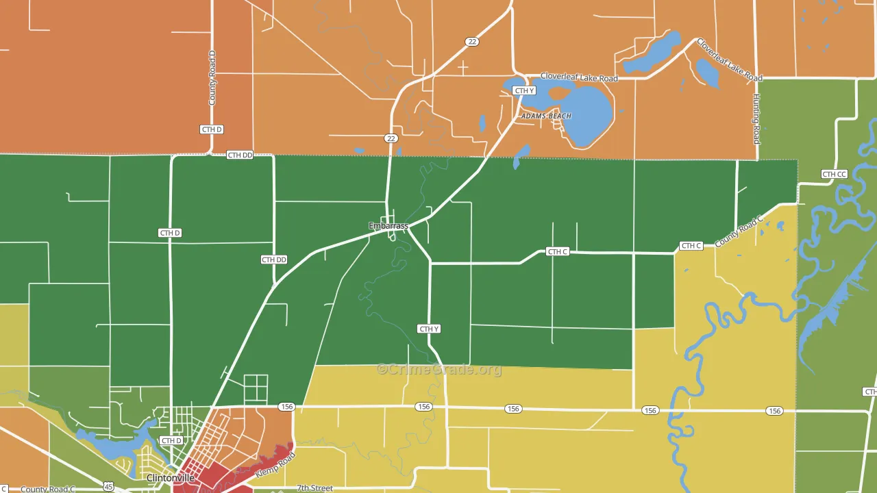 Embarrass, WI Map of Arson Rates