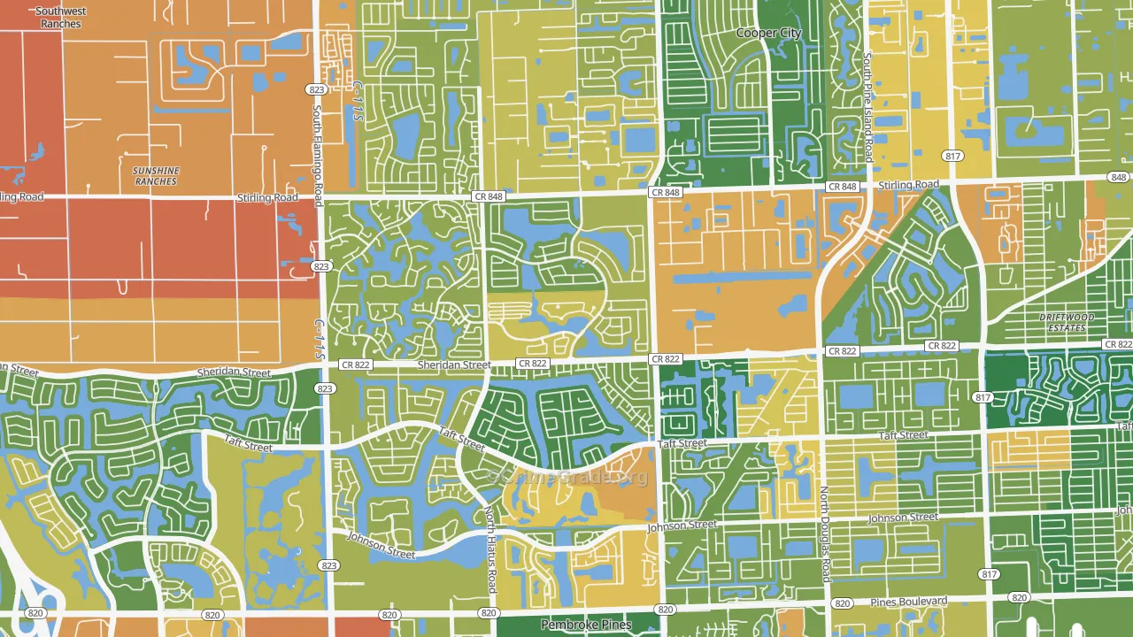 Embassy Lakes, Cooper City, FL Map of Arson Rates