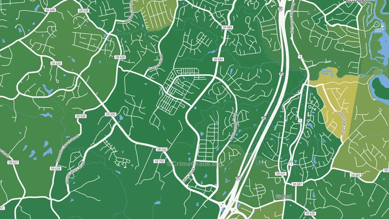 Embrey Mill, Stafford, VA Map of Arson Rates