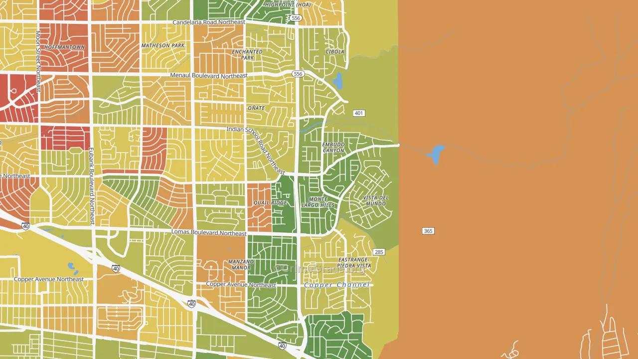 Embudo Canyon, Albuquerque, NM Map of Arson Rates