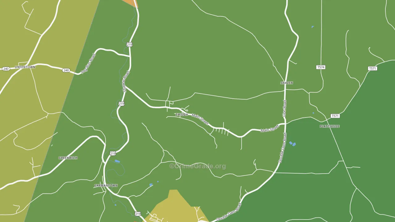 Emeigh, PA Map of Arson Rates
