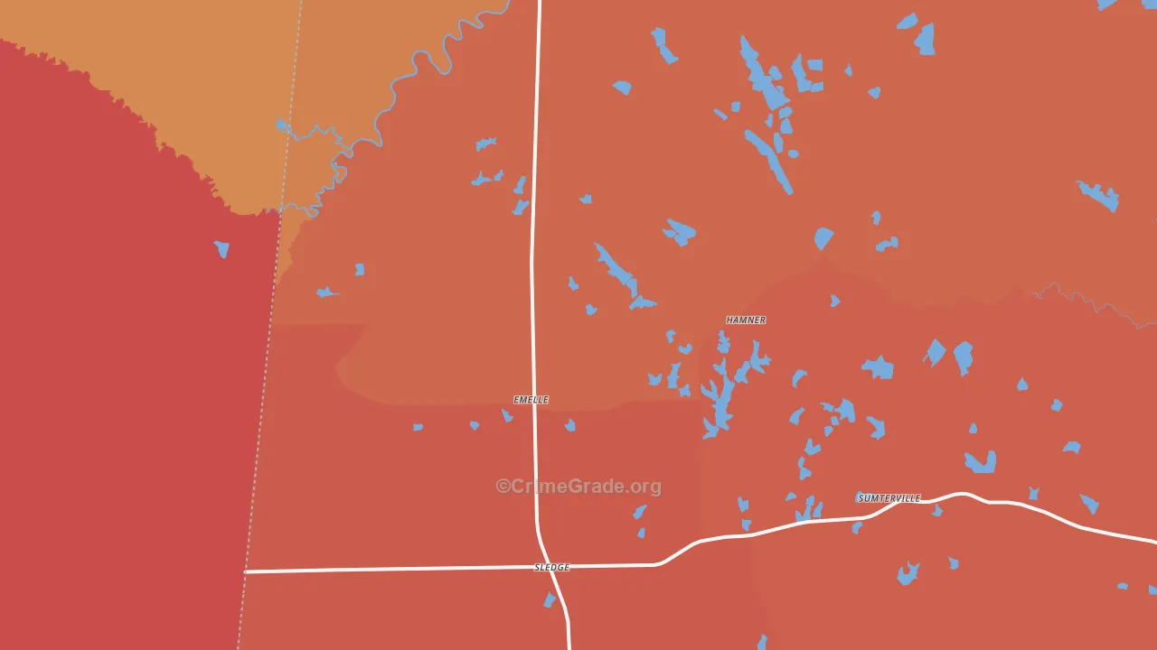 Emelle, AL Map of Arson Rates