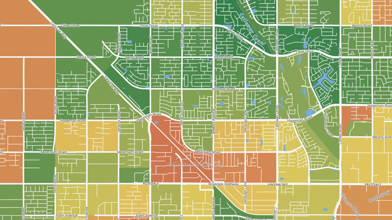 Emerald Estates, Bakersfield, CA Map of Arson Rates