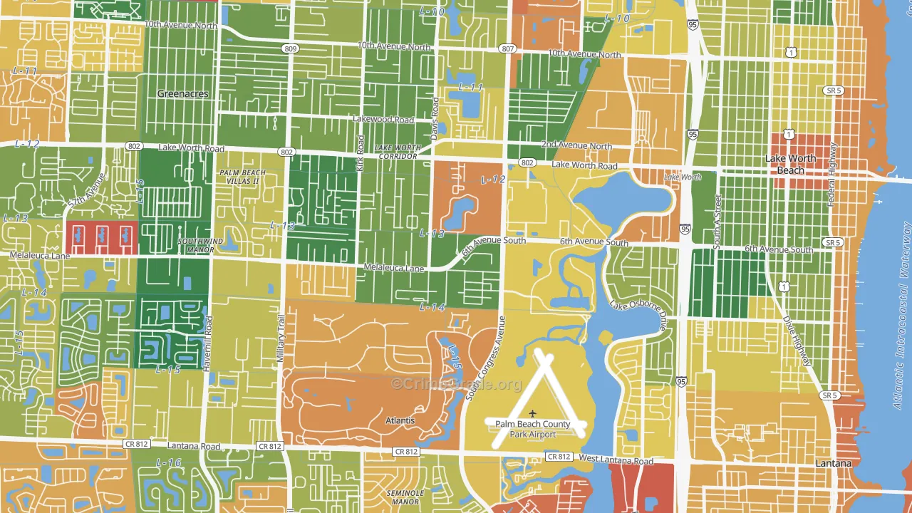 Emerald Lake-Miami, Lake Worth, FL Map of Arson Rates