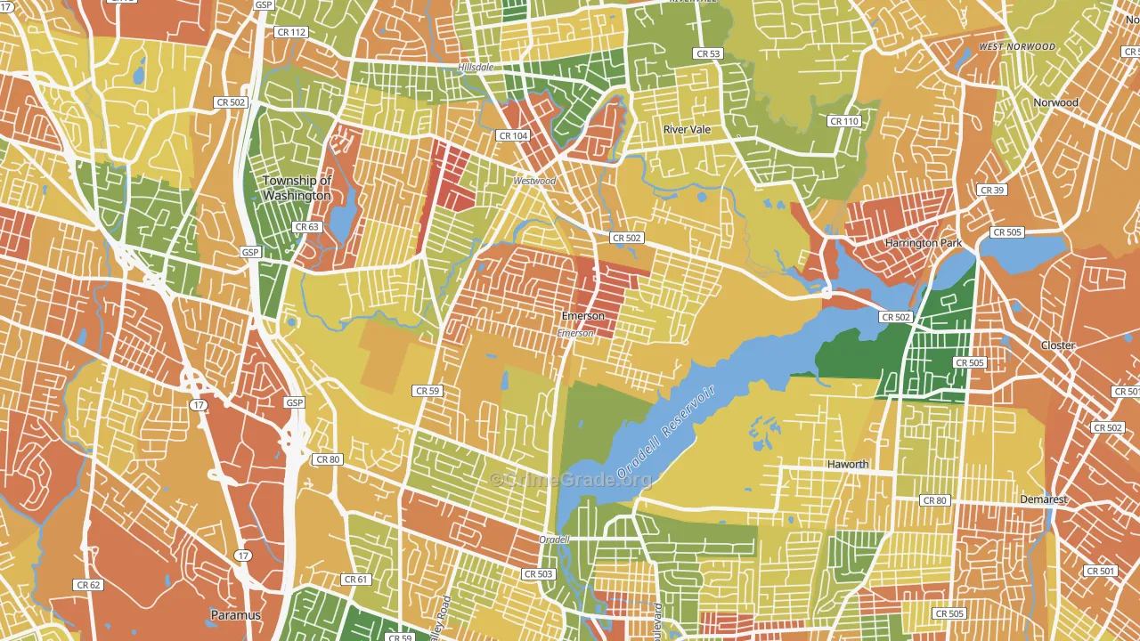 Emerson, NJ Map of Arson Rates