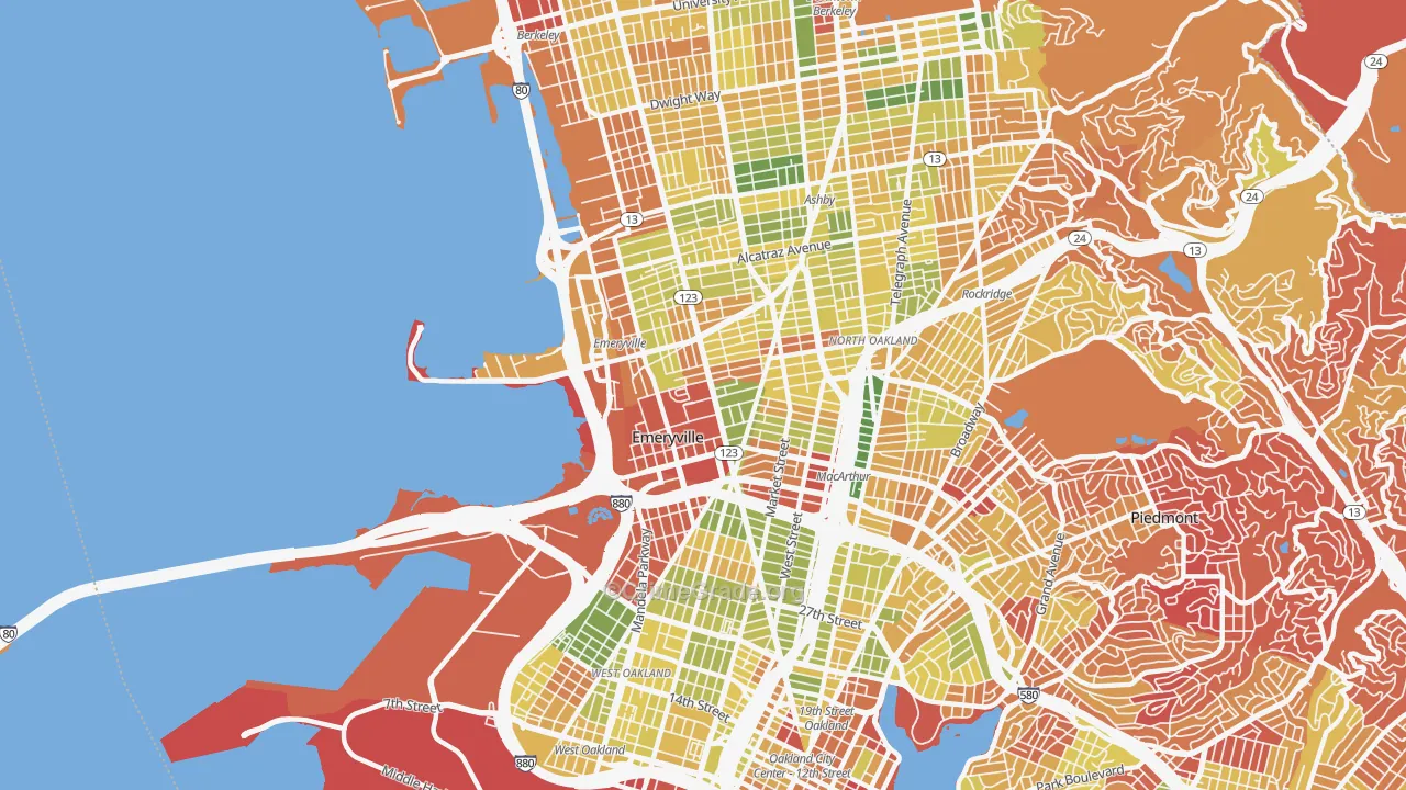 Emeryville, CA Map of Arson Rates