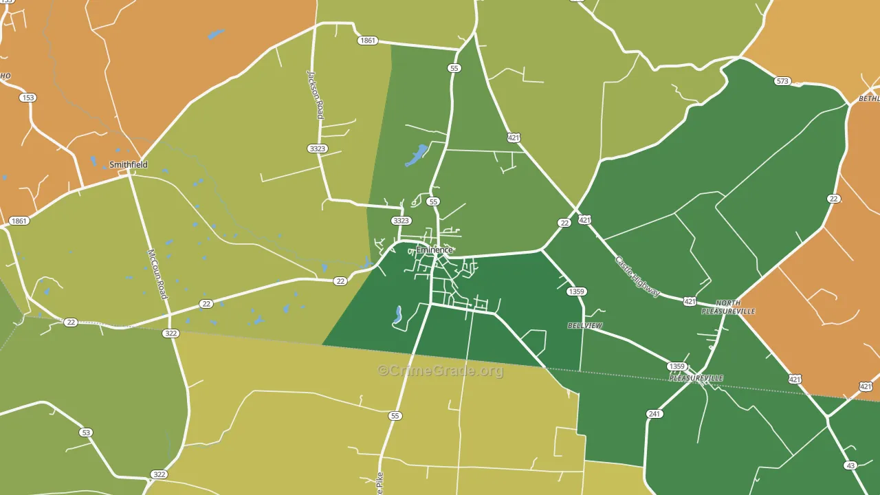 Eminence, KY Map of Arson Rates