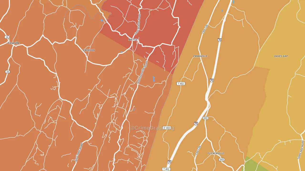 Emmaville, PA Map of Arson Rates