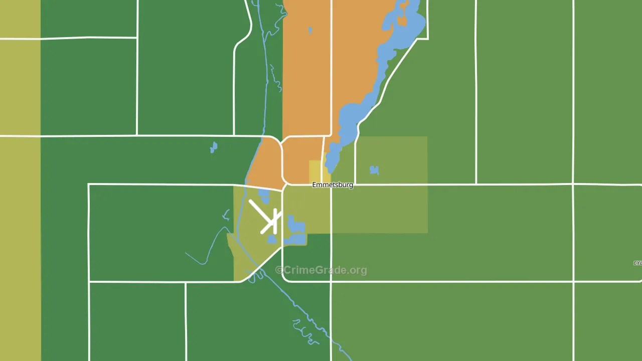 Emmetsburg, IA Map of Arson Rates