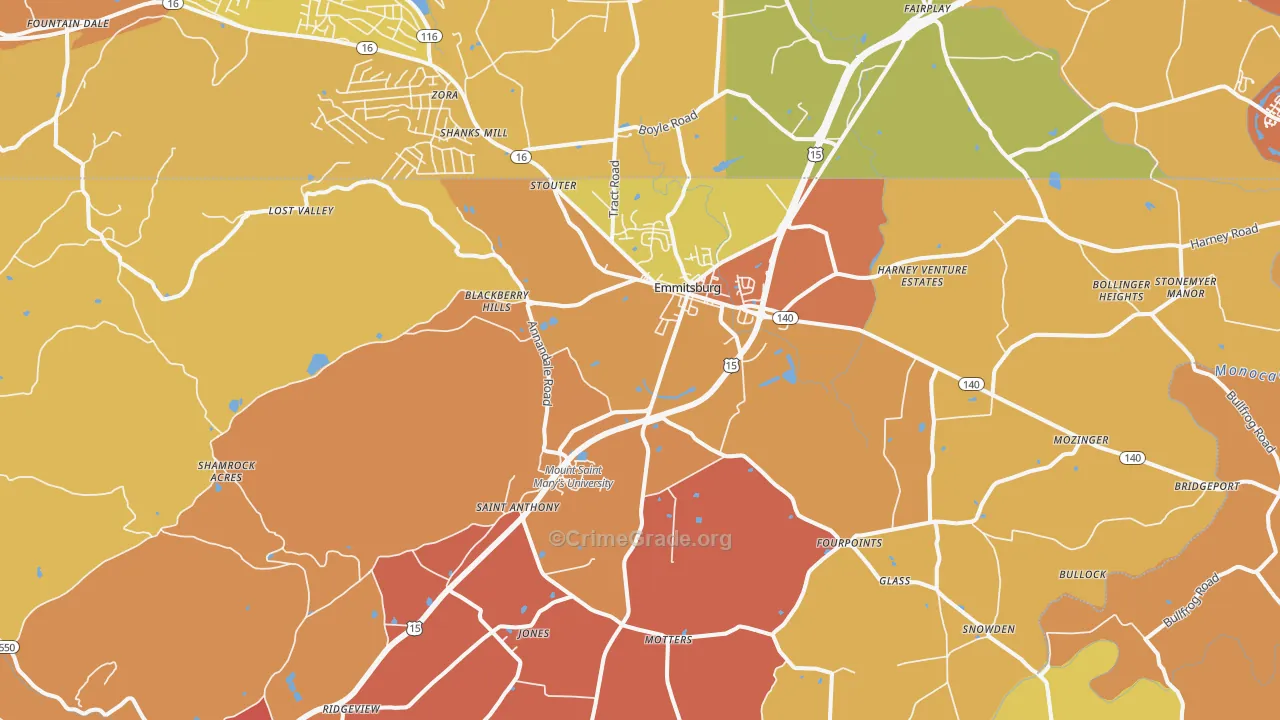 Emmitsburg, MD Map of Arson Rates