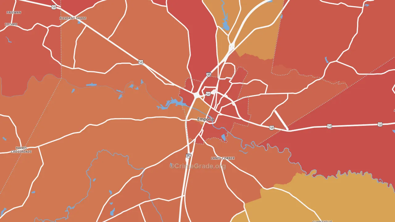 Emporia, VA Map of Arson Rates