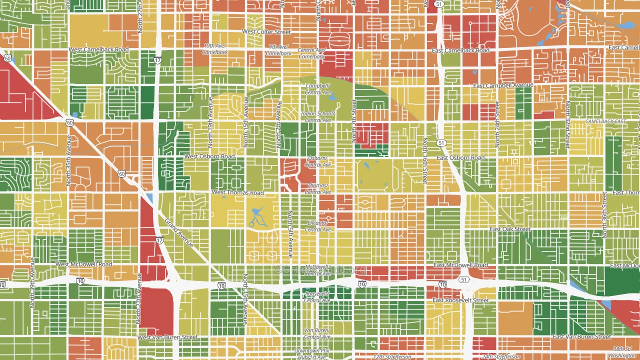 Encanto, Phoenix, AZ Map of Arson Rates