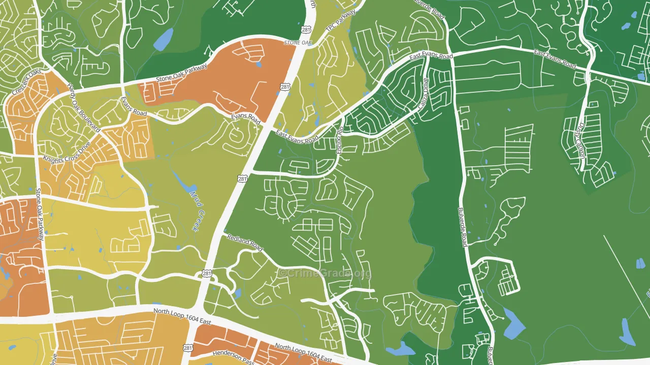 Encino Park, San Antonio, TX Map of Arson Rates