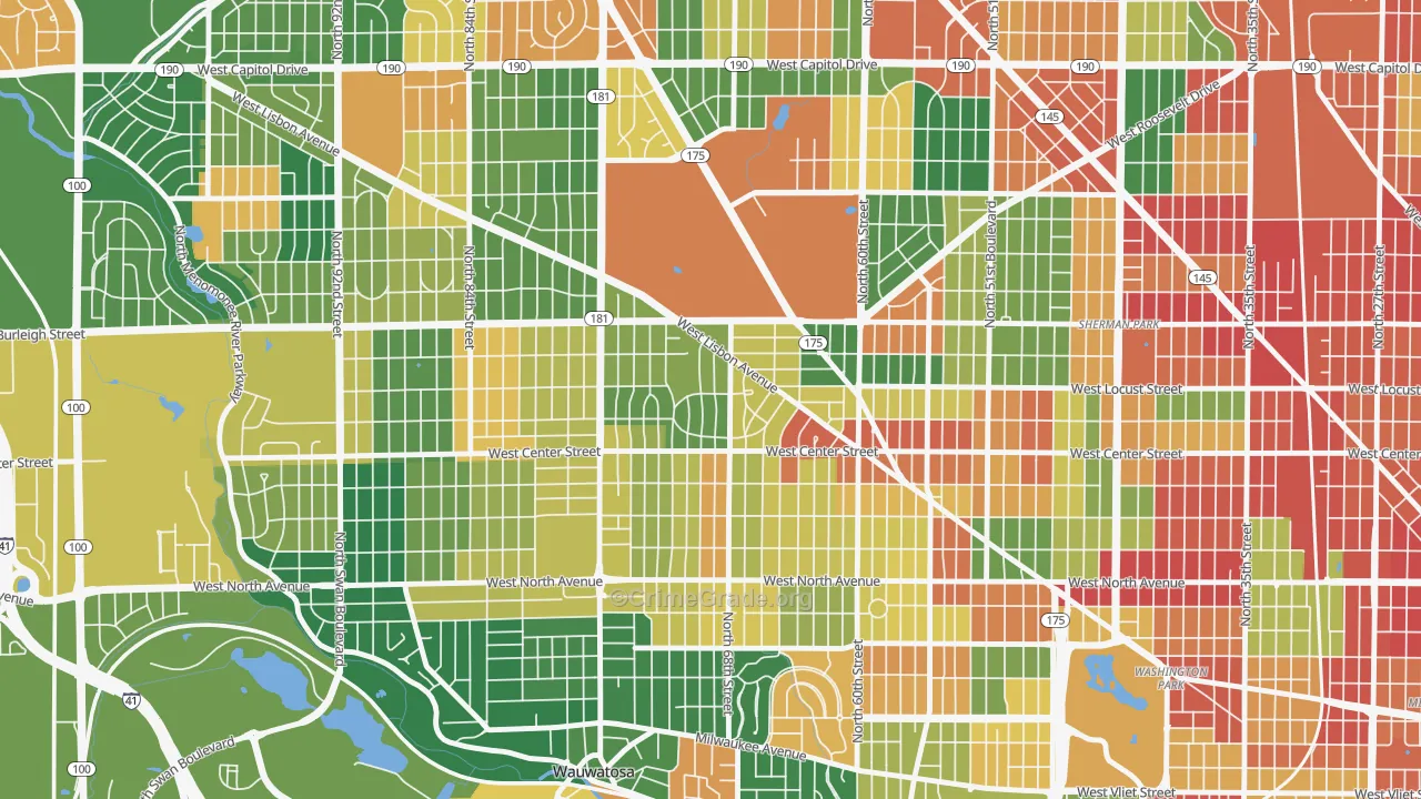 Enderis Park, Milwaukee, WI Map of Arson Rates